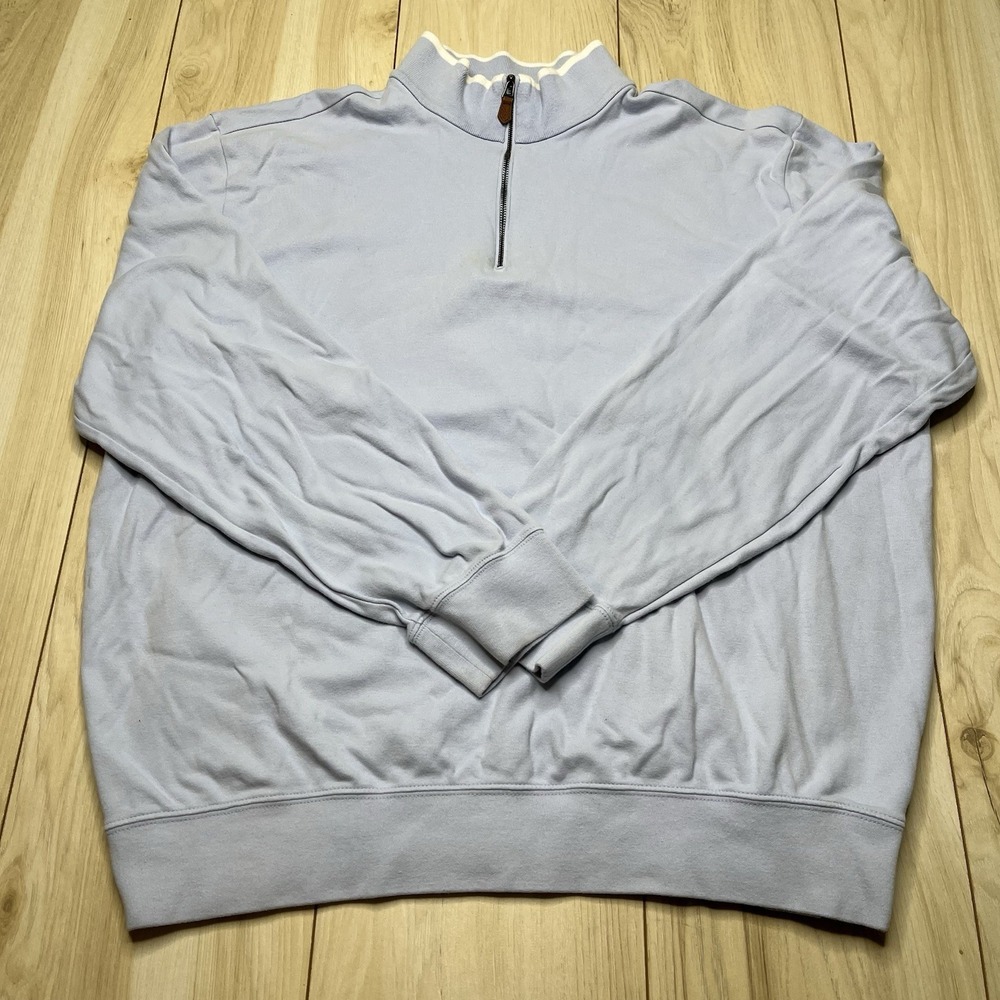 Polo Golf Ralph Lauren 1/4 Zip Sweater Cotton Mock Neck Blue Mens Size XL - Picture 2 of 11